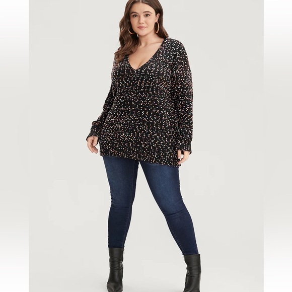 BloomChic Plus Size 2XL Color Ping Pong Yarns V Neck Popcorn Knit Top us18-20 - Picture 4 of 8